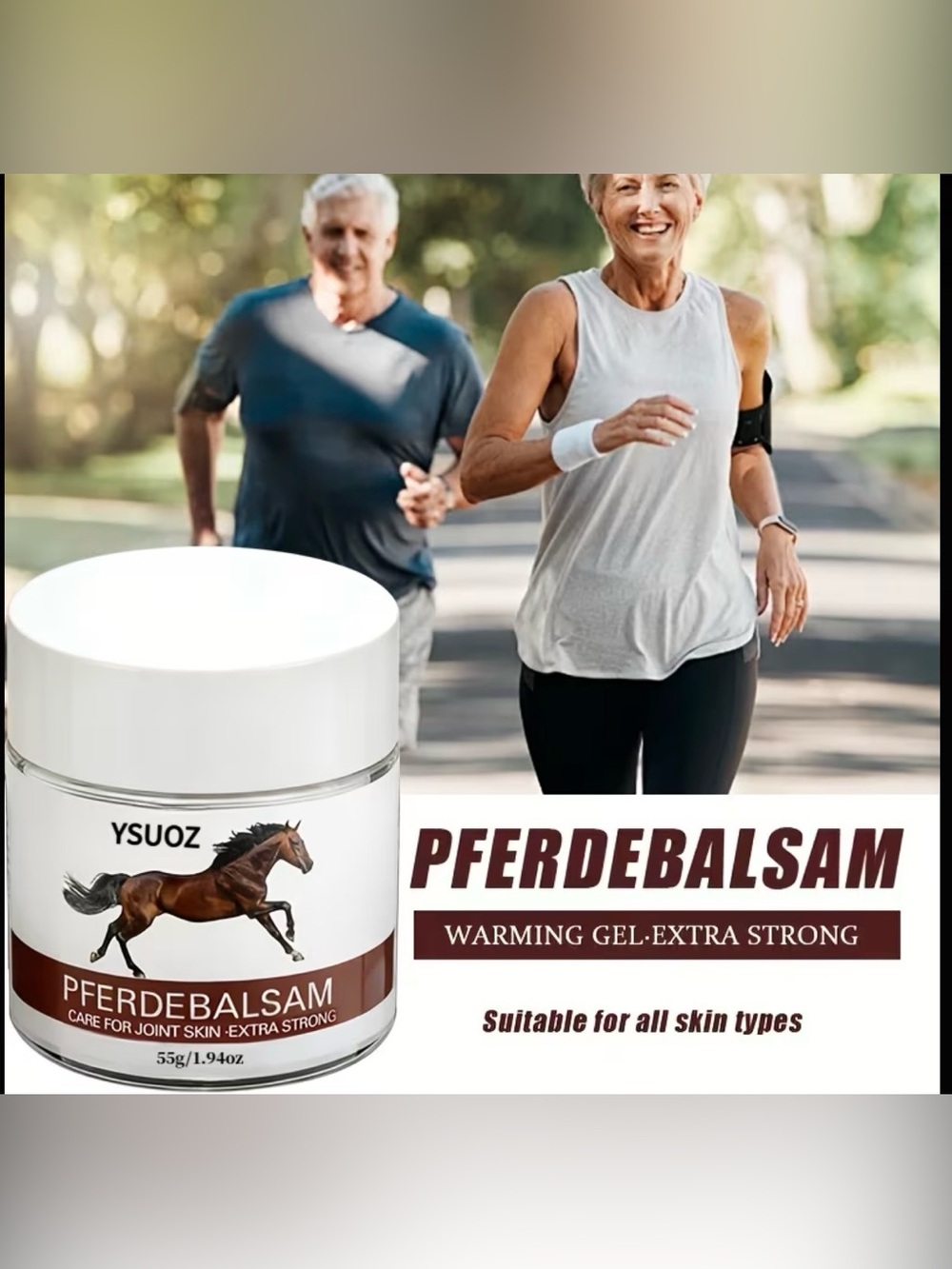 Pferdebalsam Warming Gel - Extra Strong Jar, White & Brown